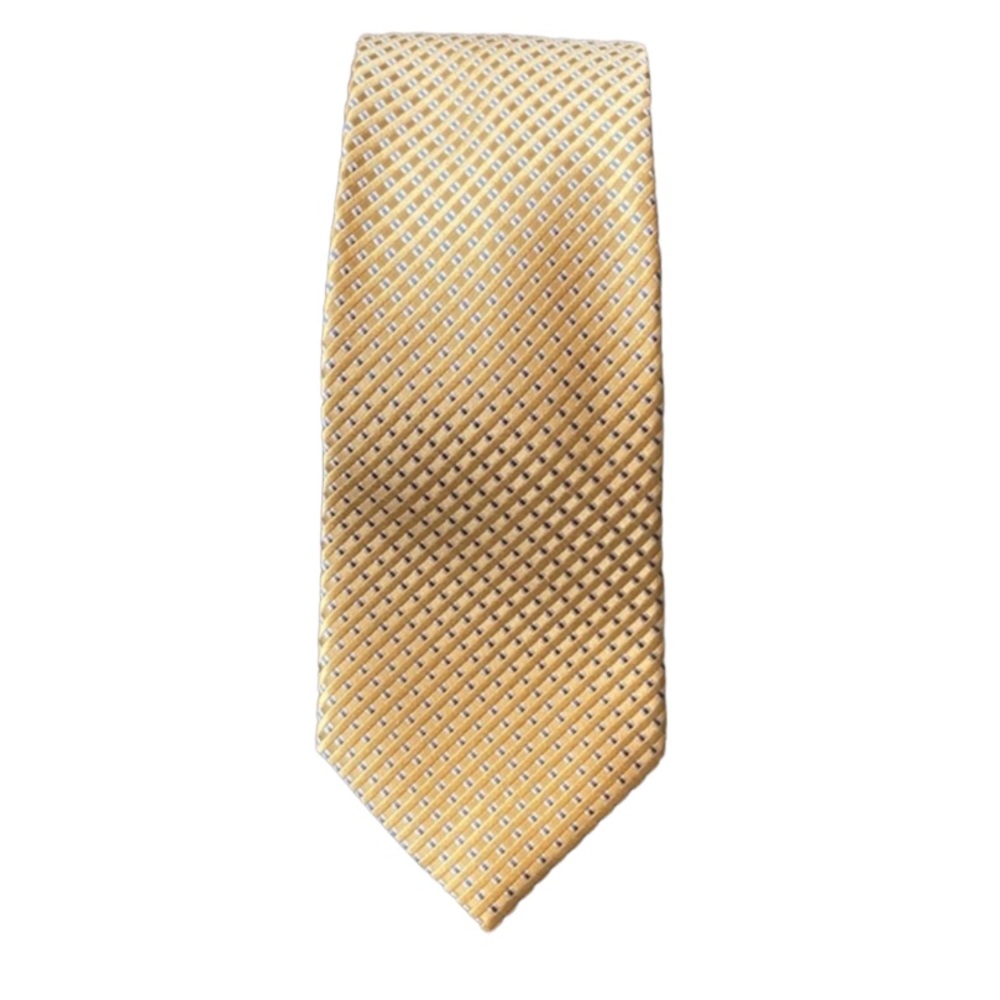 MICHAEL Michael Kors Silk Neck Tie Gold Tone Small Blue Dot Detail Fully Lined